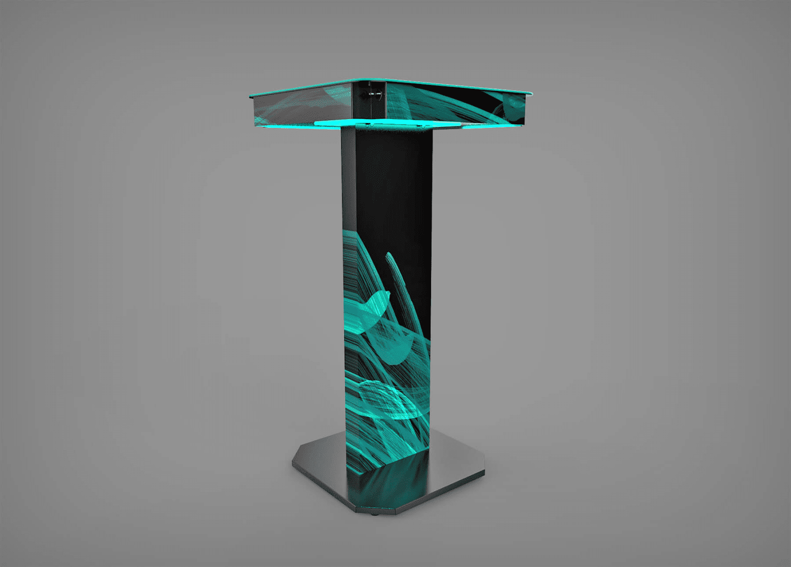 Cell phone charging table branded with LEDs for rental