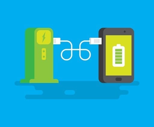 Gas tank connected to a smart phone charging vector
