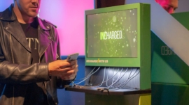 flex cell phone charging kiosk digital screen