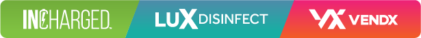incharged luxdisinfect vendx all logos
